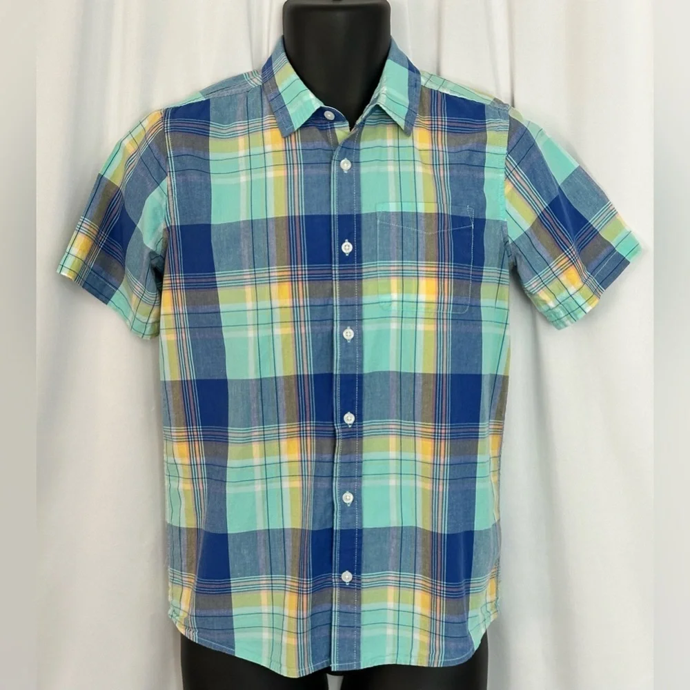 The Children's Place Boys Plaid Poplin Button Shirt-Aqua (1189)
